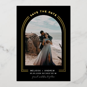 En Aluminium Arc Minimal Enregistrer La Date Invitation Black F