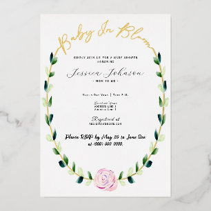 En Aluminium Baby In Bloom - Invitation Annonce de Baby Shower 