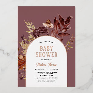 En Aluminium Baby shower Arc d'automne Foil Invitation