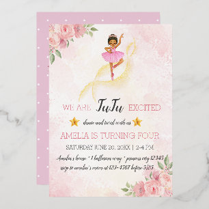 En Aluminium Ballet Floral rose Invitation d'anniversaire