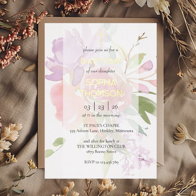 En Aluminium Baptism floral invitation (Créateur téléchargé)