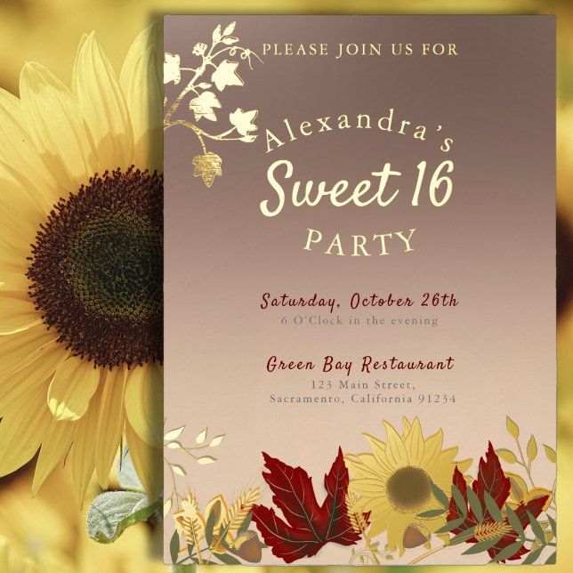 En Aluminium Boho Chic Automnal Douce Invitation pour 16 ans (Créateur téléchargé)