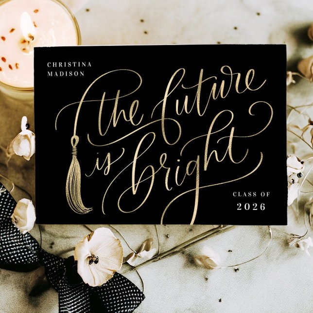En Aluminium Bright Future Gold Foil Graduation Invitation Card (Créateur téléchargé)