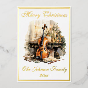 En Aluminium Carte de vœux de fêtes personnalisée avec violon e