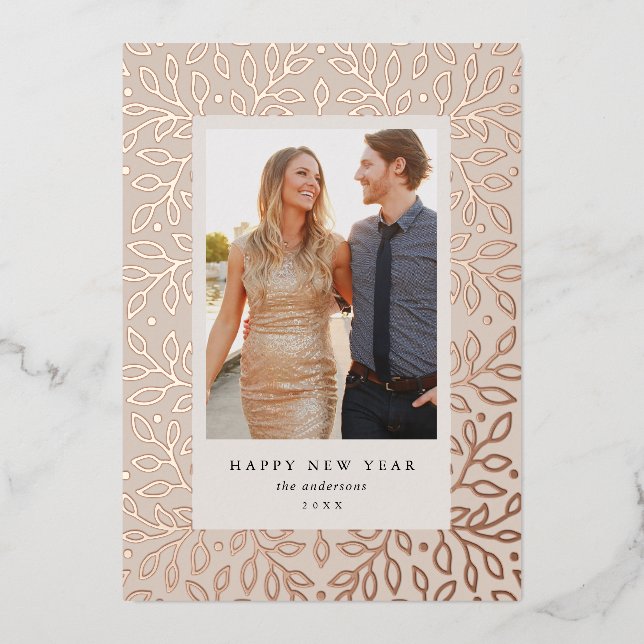 En Aluminium Carte de vœux de Nouvel An avec papier métallisé f (Recto)