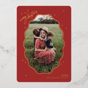 En Aluminium Carte de vœux photo festive cadre coquille Saint-J