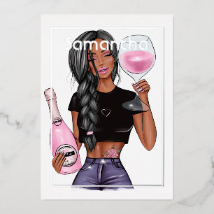 En Aluminium Champagne Anniversaire Foil Invitation