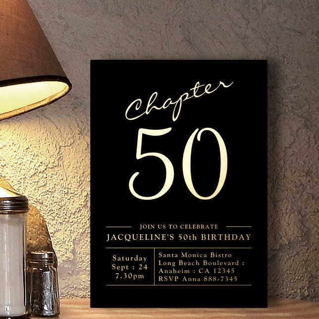 En Aluminium Chapitre 50 50e anniversaire Invitation Black Gold (Créateur téléchargé)
