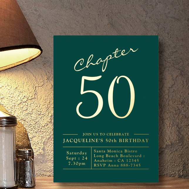 En Aluminium Chapitre 50 Invitation 50e Anniversaire Vert Or (Créateur téléchargé)