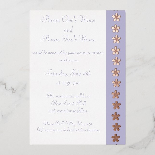 En Aluminium Charming Sakura dans Lavender Foil Invitation (Recto)