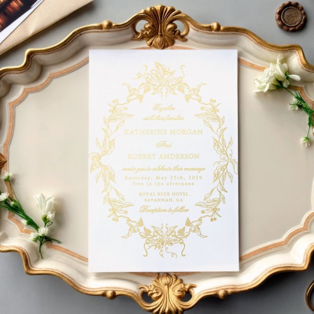 En Aluminium Cimier Floral Classique Élégant Mariage Invitation (Créateur téléchargé)
