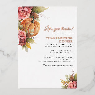 En Aluminium Citrouille automne Thanksgiving Invitation Rose or