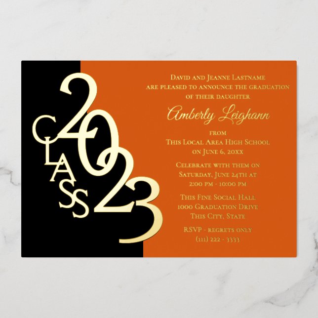 En Aluminium Classe 2023 Graduation Foil Invitation (Recto)