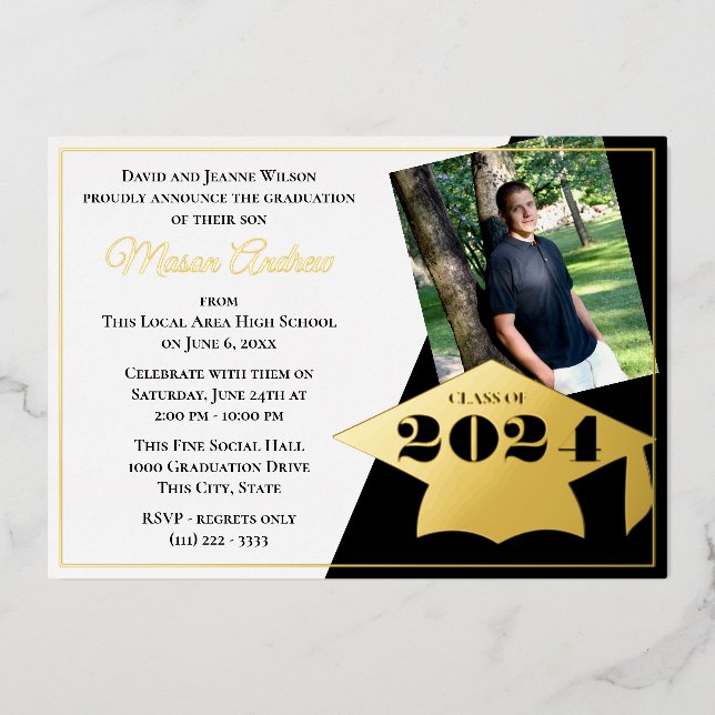 En Aluminium Classe de 2024 Graduation Cap Foil Invitation (Recto)