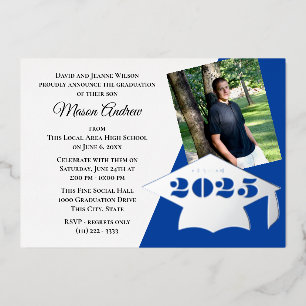 En Aluminium Classe de 2025 Graduation Cap Foil Invitation