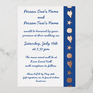 En Aluminium Coquillages d'été dans Blue Foil Invitation
