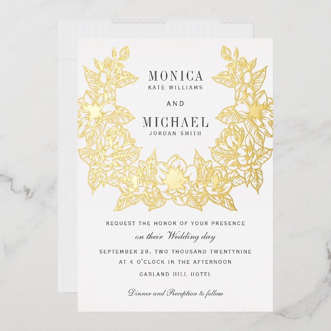 En Aluminium Couronne de magnolia chic Invitation de mariage fe (Enveloppe)