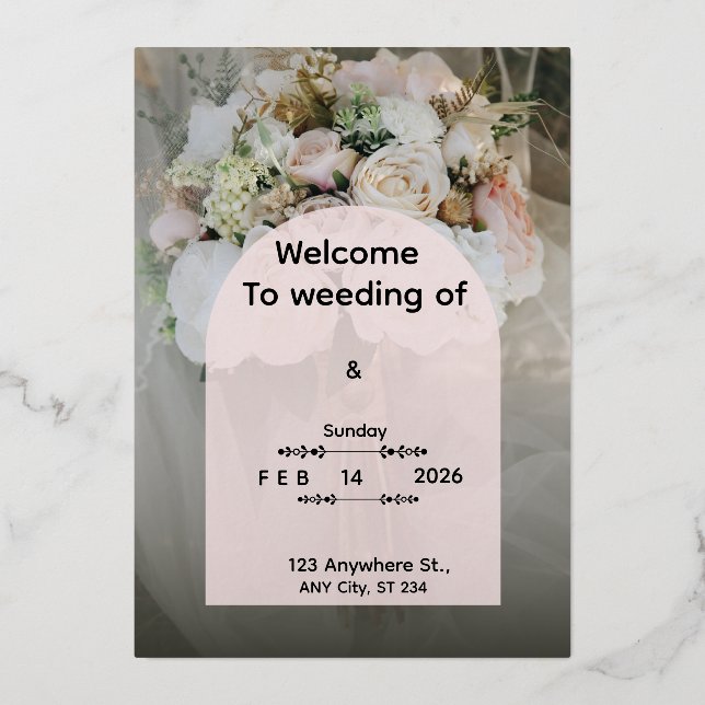 En Aluminium Custom Floral Wedding Invitation Personalized Mode (Recto)