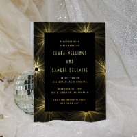 Déco moderne Black Mariage Gold Foil Invitation