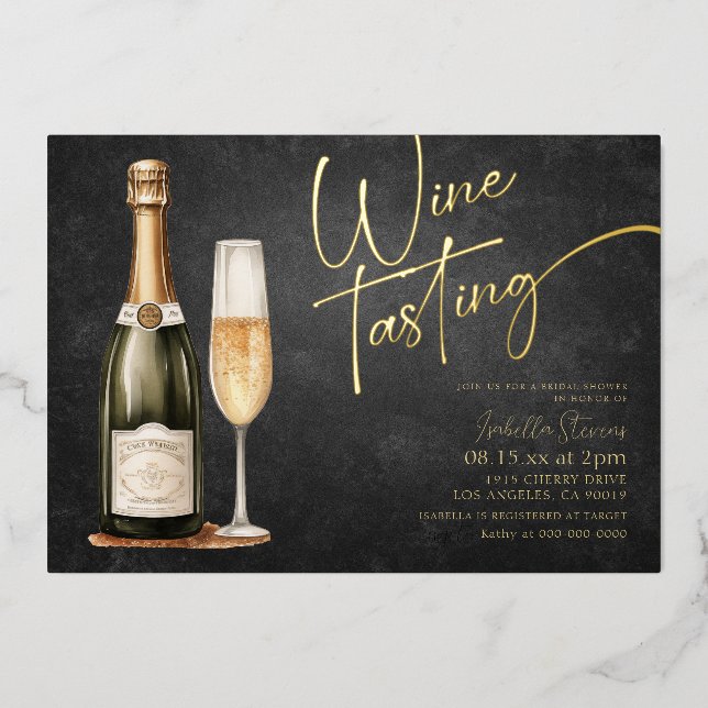 En Aluminium Dégustation De Vins Invitation De Douche Nuptiale (Recto)