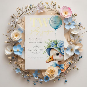 En Aluminium Deux soyeux Goose Boy 2e Invitation anniversaire