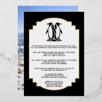 Dîner de répétition d'amour de pingouin Invitation