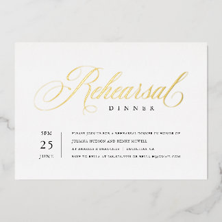 En Aluminium Dîner de répétition élégant Invitation Real Gold F
