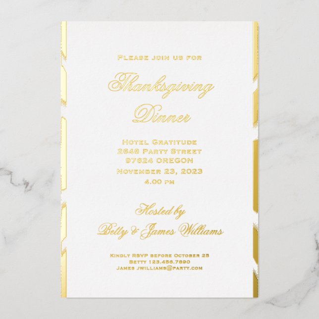 En Aluminium Dîner Invitation Fête Thanksgiving (Recto)