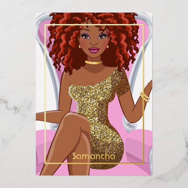 En Aluminium Dreadlock Anniversaire Foil Invitation (Recto)