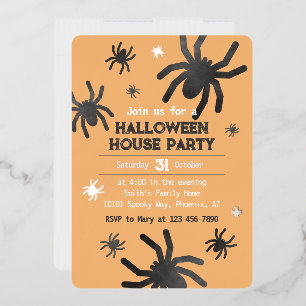 En Aluminium Éffrayant Spider Happy Halloween Party Invitation
