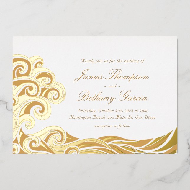 En Aluminium Elégant Beach Destination Foil Invitation (Recto)