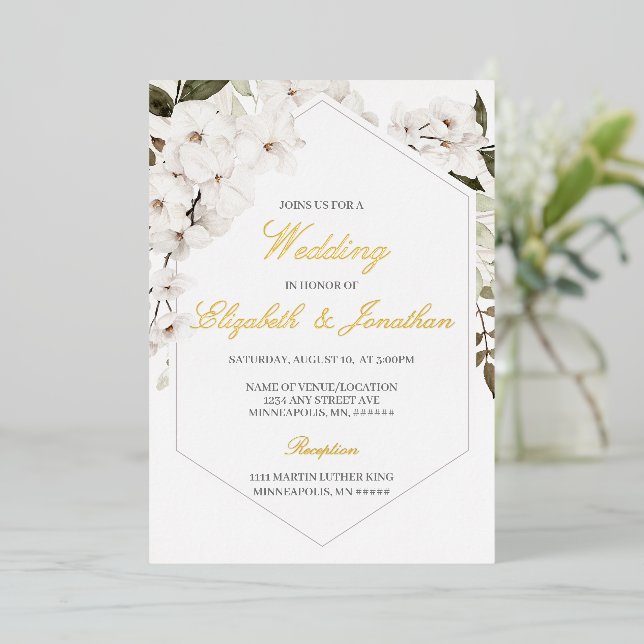 En Aluminium Elégant boho floral mariage espagnol Invitation (Debout devant)