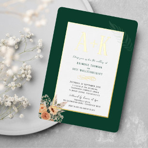 En Aluminium Élégant floral vert foncé 5" x 7" Foil Invitation
