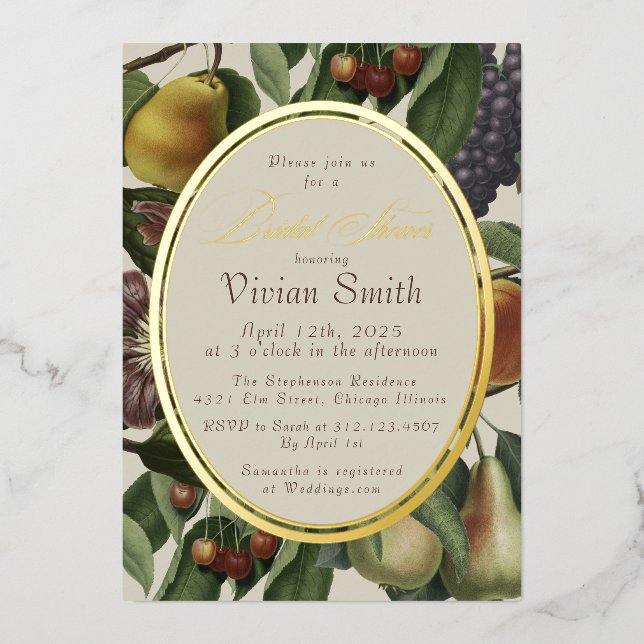 En Aluminium Elegant Fruit & Botanical Bridal Shower Invitation (Recto)
