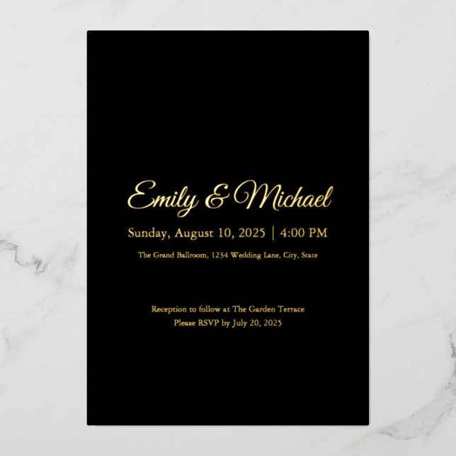 En Aluminium Elégant Gold Foil personnalisé mariage invitation (Recto)