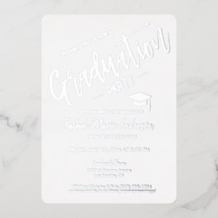 En Aluminium Élégant Invitation de graduation moderne Silver Fo