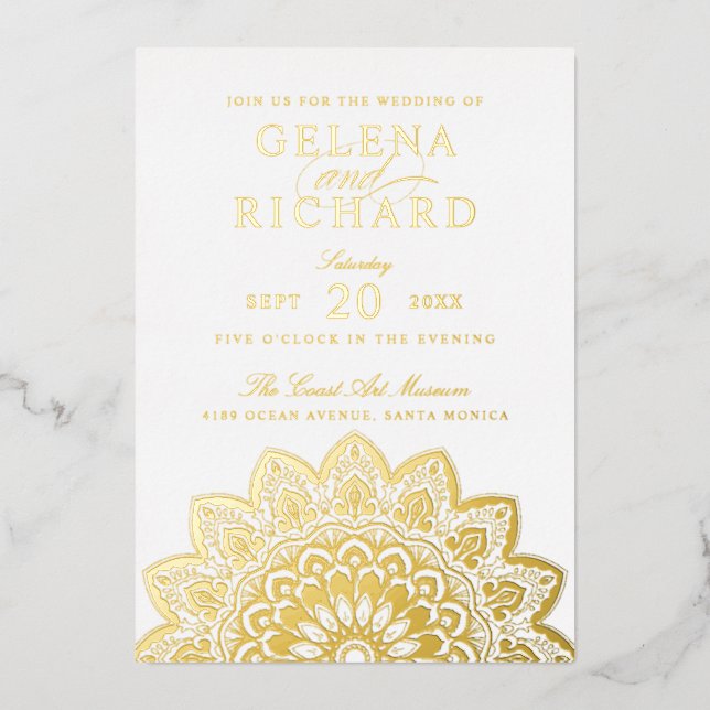 En Aluminium Elégant Mandala Mariage Foil Invitation (Recto)