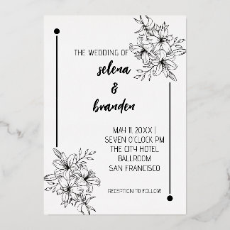 En Aluminium Élégant Mariage floral Invitation