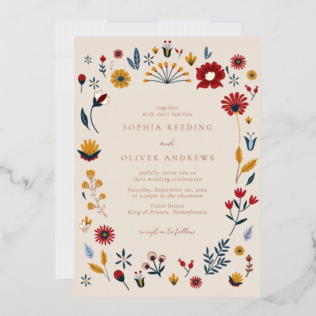 En Aluminium Elégant Mariage Floral Rose Gold Foil Invitation (Enveloppe)