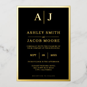 En Aluminium Élégant Monogramme moderne Mariage Foil Invitation
