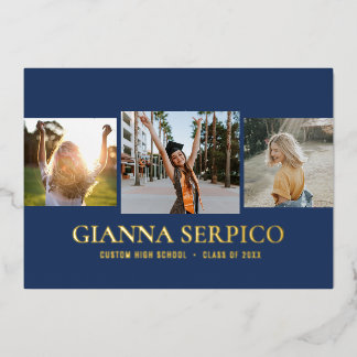 En Aluminium Élégant nom du diplômé Invitation de la Foil dans 