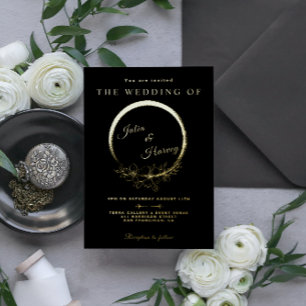 En Aluminium Elégant or noir Mariage Foil Invitation