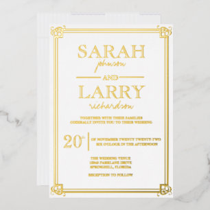 En Aluminium Elégant or traditionnel Mariage Foil Invitation