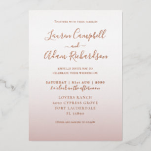En Aluminium Elégant Rose Mariage or Foil Invitation