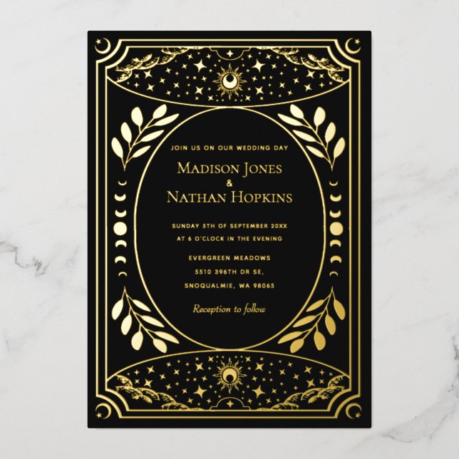En Aluminium Élégant Tarot gothique Mariage Foil Invitation (Recto)
