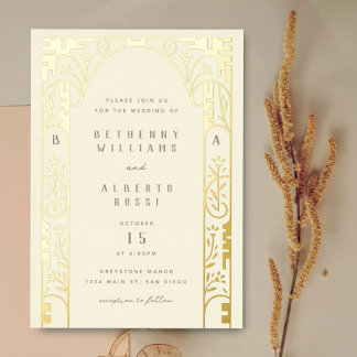 En Aluminium Elégante Foil Art Nouveau Arch Foil Invitation