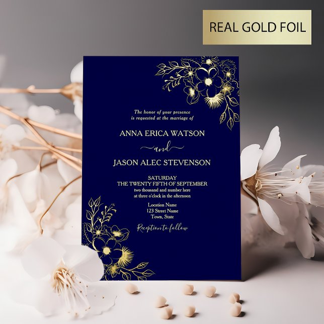 En Aluminium Élégante invitation de mariage à feuille d'or et b (Créateur téléchargé)