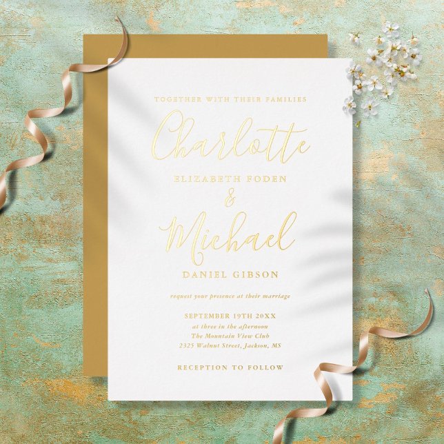 En Aluminium Élégante invitation de mariage à l'encre dorée (Créateur téléchargé)