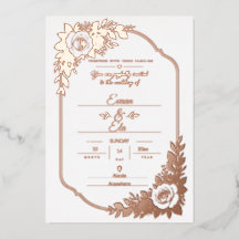 Élégante invitation de mariage florale à feuille d