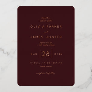 En Aluminium Élégante invitation de mariage minimaliste bordeau